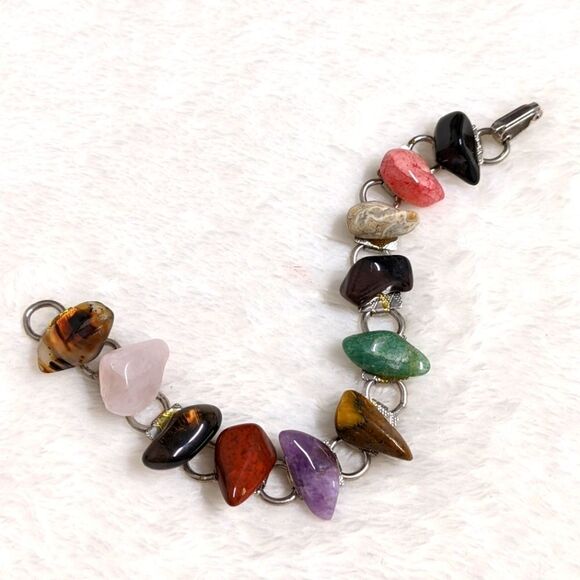 Vintage 1960's Various Semi Precious Polished Stone Bracelet - Picture 4 of 5